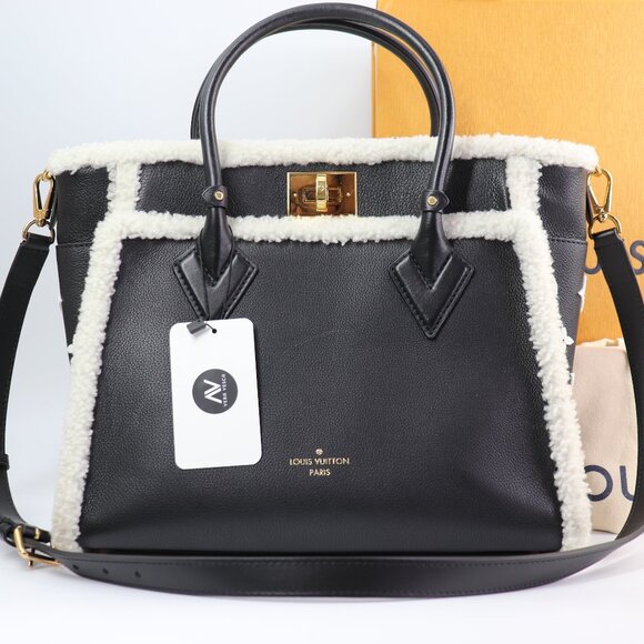 Sold💜Louis Vuitton Grained Calfskin Shearling On My Side MM Black - Picture 1 of 16